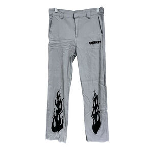 Omighty Embroidered Flame Gray 90's Style Pants Size Large Stretch Rave Casual